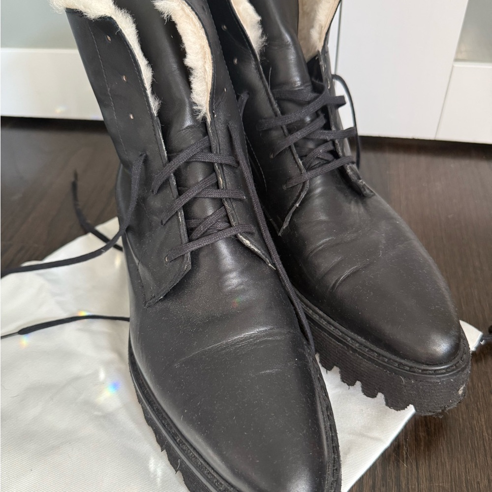Freda Salvador Emi Shearling Lug Sole Combat Boot Size 8.5 - Picture 3 of 8